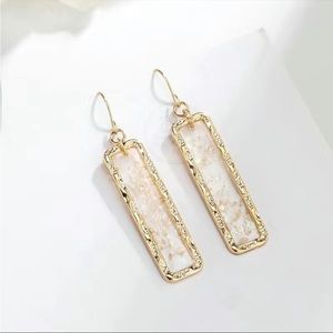 NWT 14K Gold plated long shell flecked tassel copper earrings new